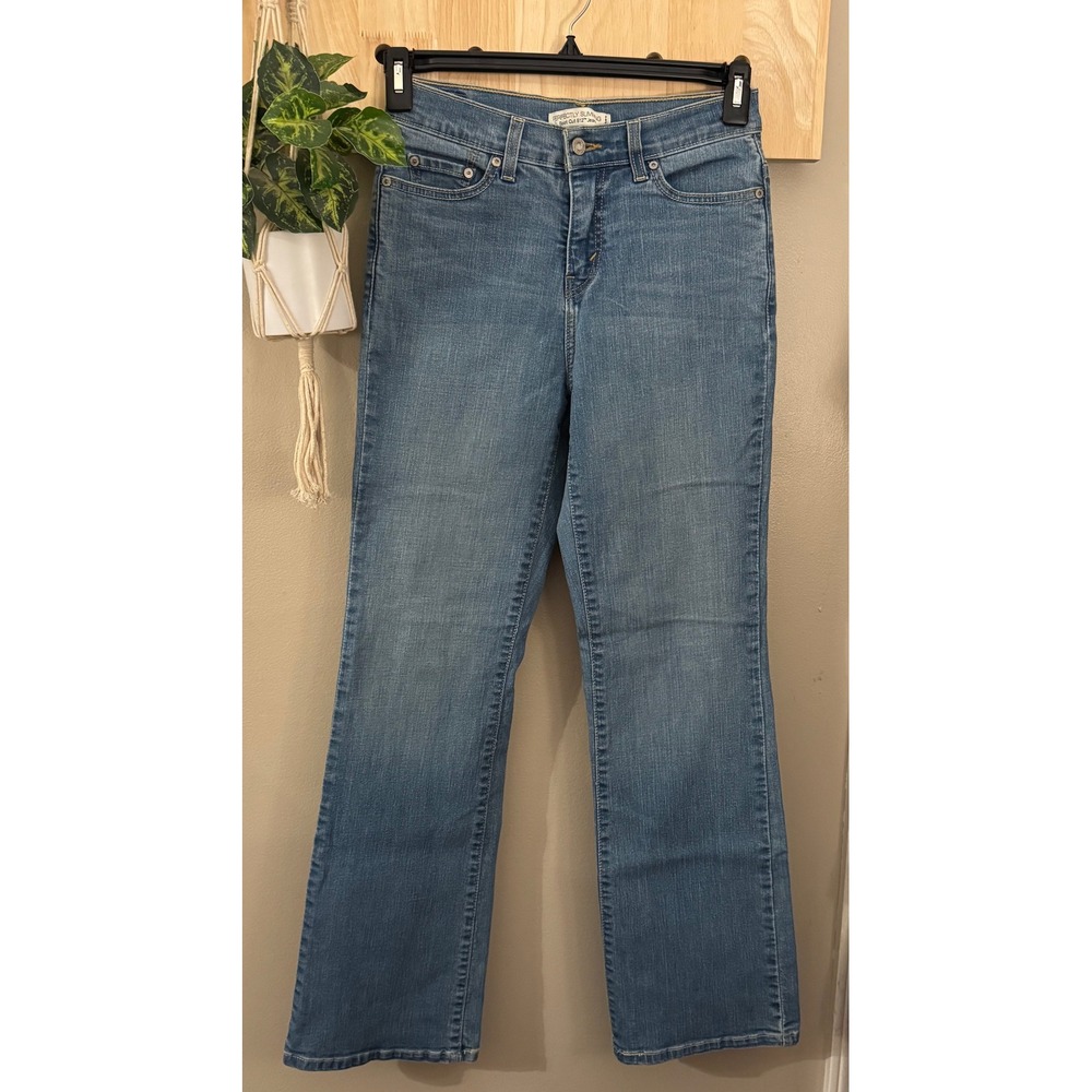 Levis 512 Perfectly Slimming Bootcut Jeans Womens 6 Medium Wash Studded Denim
